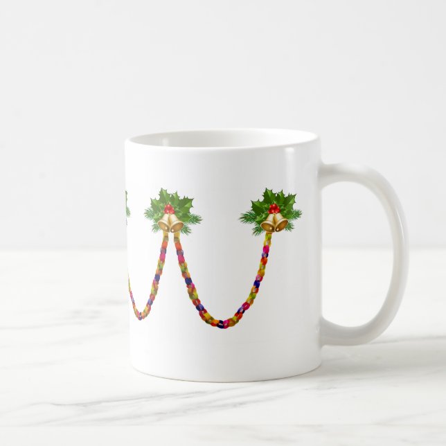 Taza De Café Holiday Holly y campanas con papel Garland (Derecha)