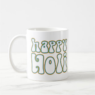 Taza De Café holiES - FELIZ HOLI contorno de color simple 1