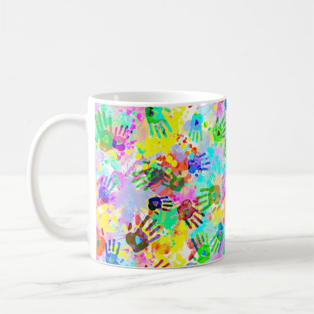 Taza De Café holiES - manos salpicaduras patrón de grifo de col (Izquierda)