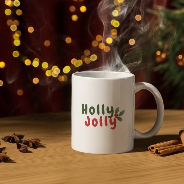 Taza De Café Holly Jolly - Fiesta festiva con icono holly (Subido por el creador)