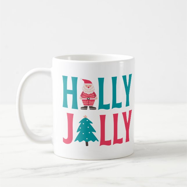 Taza De Café Holly Jolly Santa Navidades (Izquierda)