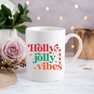 Taza De Café Holly jolly vibes Bebiendo café Mug