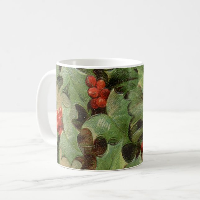 Taza De Café Holly Tree Navidades Holiday Vintage (Anverso izquierdo)