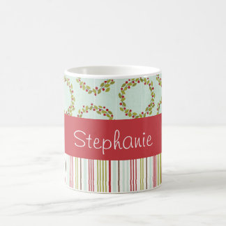 Taza De Café Holly Wreath and Stripes Coffee Mug personalizado