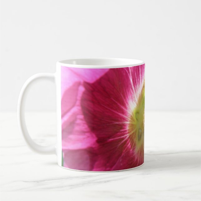 Taza De Café Hollyhock Café rosa profundo Mug (Izquierda)