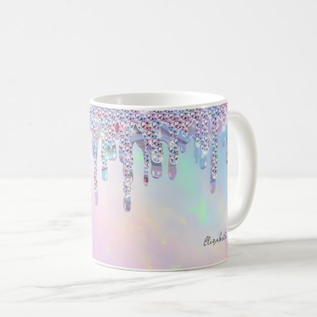 Taza De Café Holografía de moda del Purpurina arcoiris (Anverso derecho)