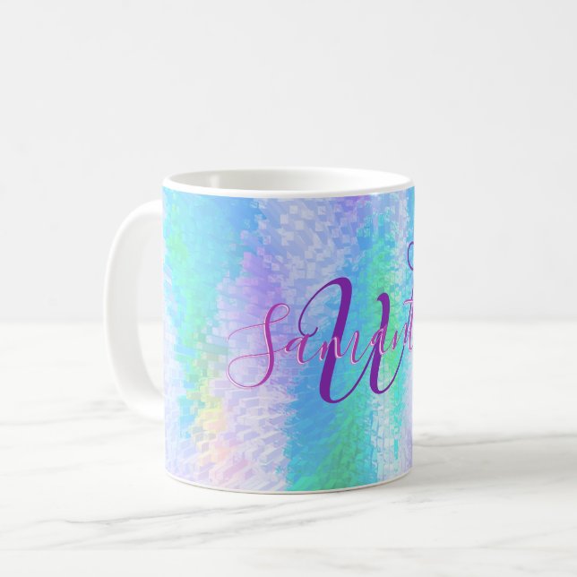 Taza De Café Holográfico elegante monogramado irlandés (Anverso izquierdo)