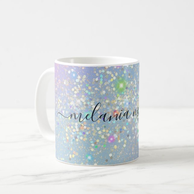 Taza De Café Holographic Glam Purpurina Elegant Sparkles Girly (Anverso izquierdo)