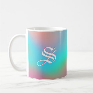 Taza De Café Holographic Wonderland   Monograma y texto del per