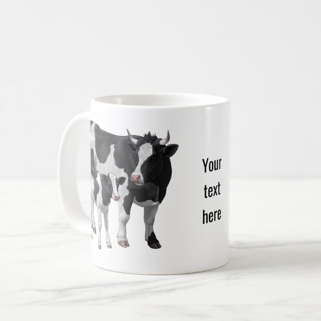 Taza De Café Holstein Cow & Cute Calf (Anverso izquierdo)