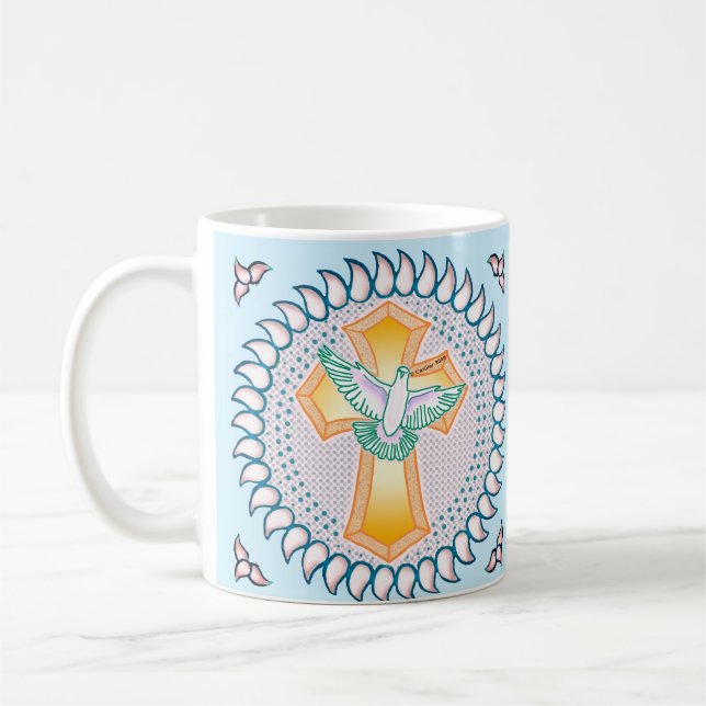 Taza De Café Holy Dove Christian Cross mug (Izquierda)