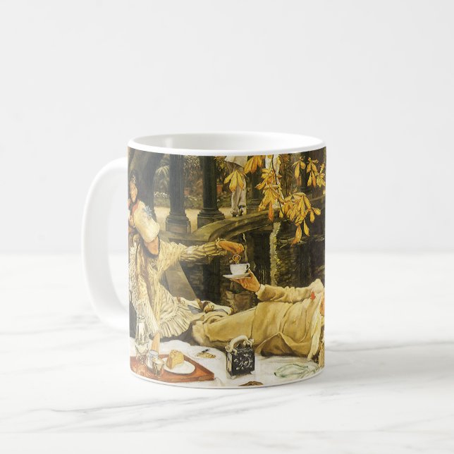 Taza De Café Holyday, el picnic de James Tissot, arte victorian (Anverso izquierdo)