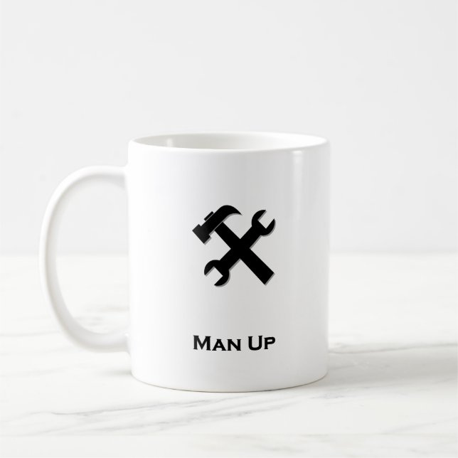 Taza De Café Hombre con llave de martillo negro arriba (Izquierda)
