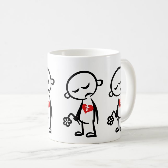 Taza De Café Hombre con palos rotos en la tristeza (Anverso derecho)