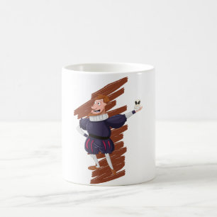 Taza De Café Hombre de dibujos animados recitando obra de teatr