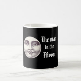 Taza De Café Hombre de época en la luna cara blanco negro clási