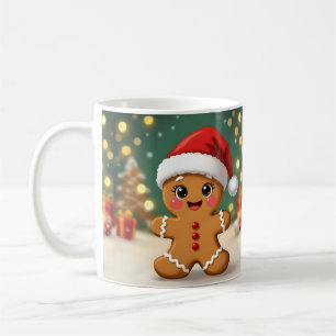 Taza De Café Hombre de jengibre bonito con sombrero de Navidad