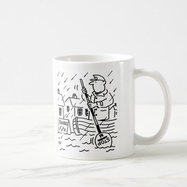 Taza De Café Hombre de la pop remando bote en la inundación usa (Derecha)