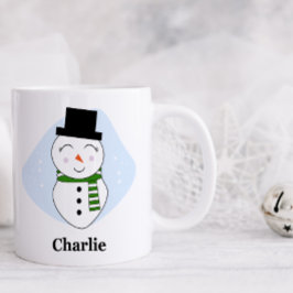 Taza De Café Hombre de nieve con hongo verde para los Navidades
