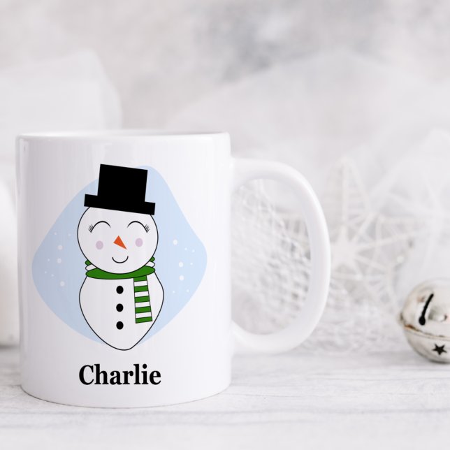 Taza De Café Hombre de nieve con hongo verde para los Navidades (Subido por el creador)