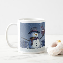 Taza De Café Hombre de nieve con pájaro