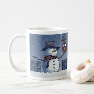 Taza De Café Hombre de nieve con pájaro