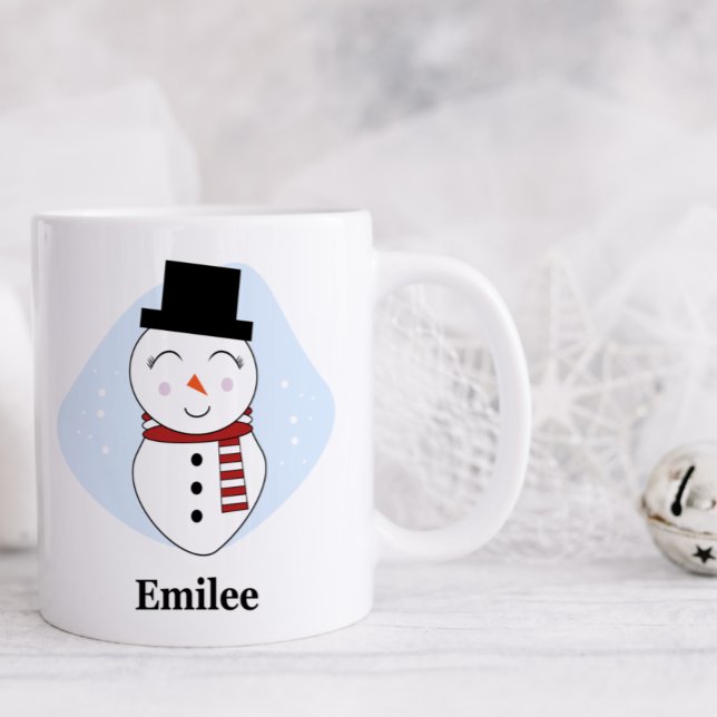 Taza De Café Hombre de nieve con peluca de Navidades con bufand (Subido por el creador)