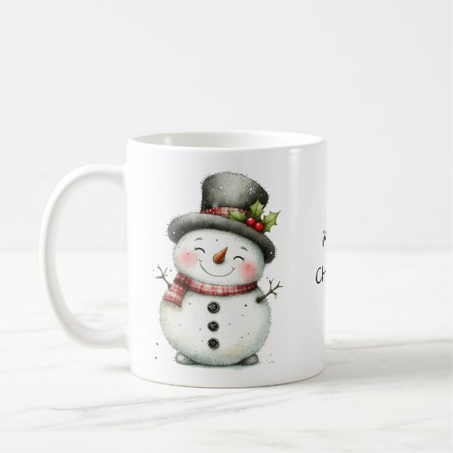 Taza De Café Hombre de nieve con sombrero superior (Izquierda)