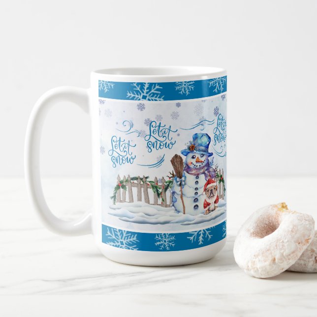 Taza De Café Hombre de nieve | Dejar que nieve café Mug (Con donut)