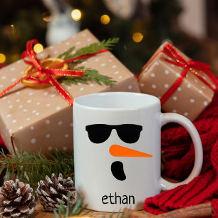 Taza De Café Hombre de nieve personalizado con gafas de sol, ta