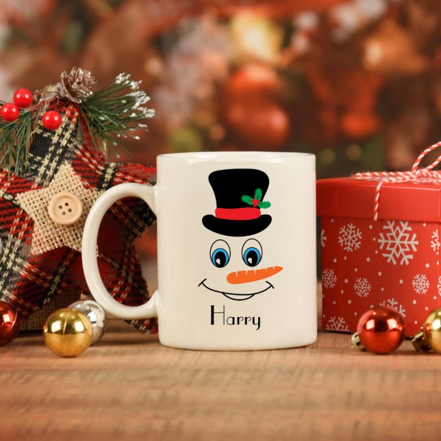 Taza De Café Hombre de Nieve Personalizado Con Tophat (Subido por el creador)