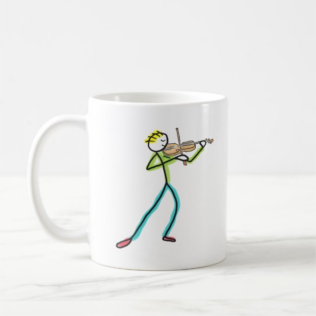 Taza De Café Hombre de palitos tocando el violín (Izquierda)