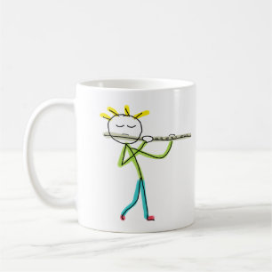Taza De Café Hombre de Palos Tocando la Flauta