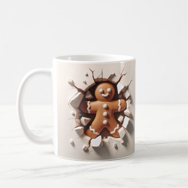 Taza De Café Hombre de pan de jengibre 3D (Izquierda)