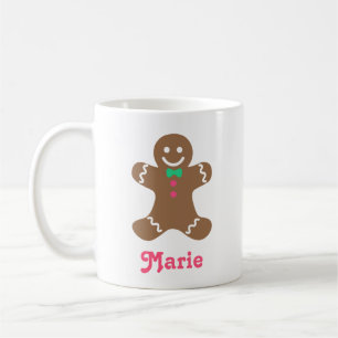 Taza De Café Hombre de pan de jengibre con Bowtie verde y boton