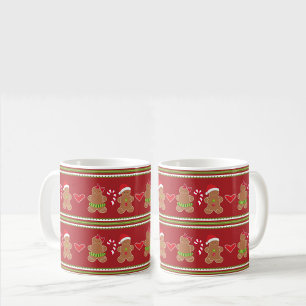 Taza De Café Hombre de pan de jengibre franjas horizontales roj