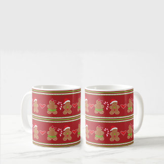 Taza De Café Hombre de pan de jengibre franjas horizontales roj