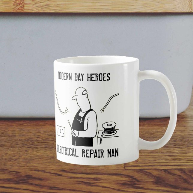 Taza De Café Hombre de reparación eléctrica. Regalo eléctrico (Subido por el creador)