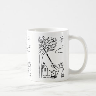 Taza De Café Hombre del pop rescatando la pelota del árbol