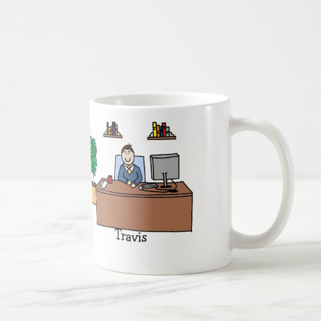 Taza De Café Hombre en la oficina - personalizar (Derecha)