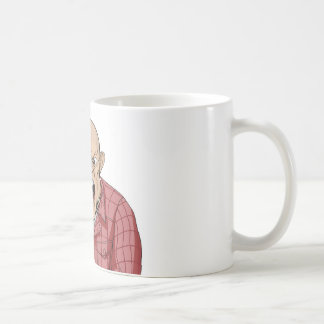 Taza De Café Hombre enojado con la cabeza afeitada que grita y