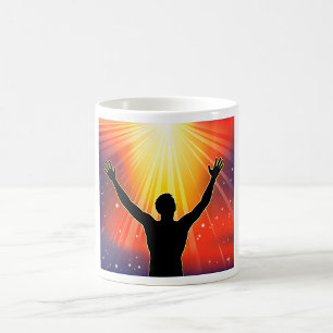 Taza De Café Hombre Espiritual Silueta Levantando Brazos