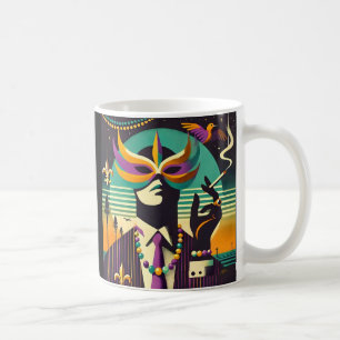 Taza De Café Hombre Fumador de Mardi Gras Retro de la Mitad de