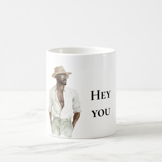 Taza De Café Hombre negro de verano Hey tú cita (Centro)