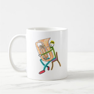 Taza De Café Hombre palo tocando la tuba