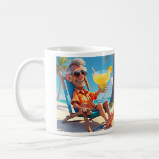 TAZA DE CAFÉ " HOMBRE RETIRADO EN LA PLAYA "