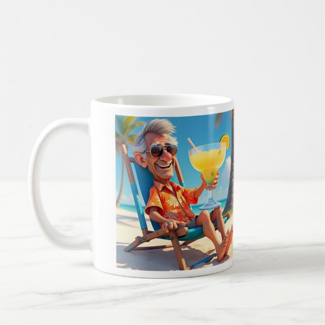 TAZA DE CAFÉ " HOMBRE RETIRADO EN LA PLAYA " (Izquierda)