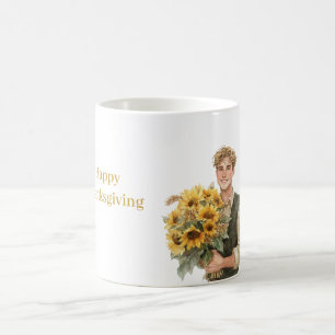 Taza De Café Hombre Rubio Girasoles