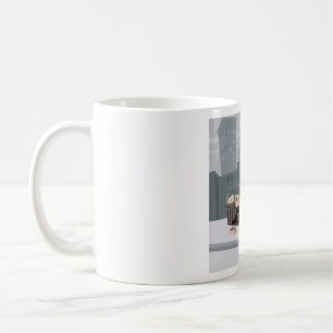 Taza De Café Hombre sin Hogar Sosteniendo Letrero de Ayuda Pobr