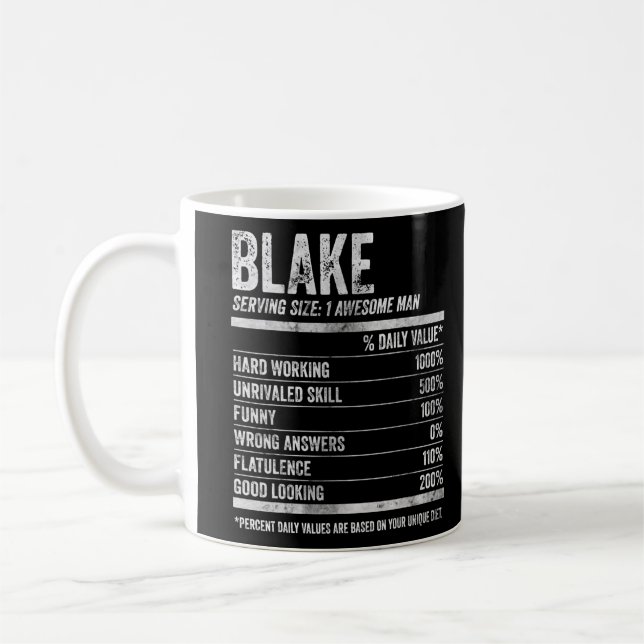 Taza De Café Hombres Blake Nutrition Nombre Personalizado Shirt (Izquierda)